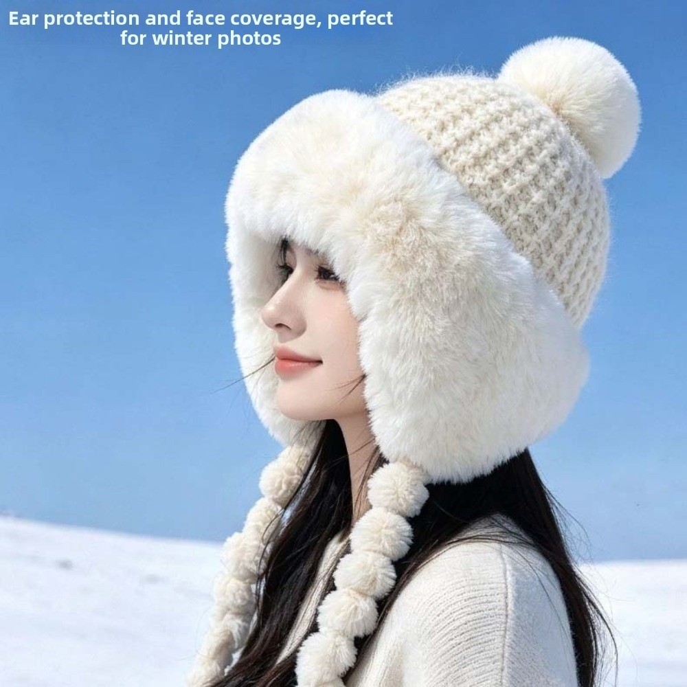 หมวกไหมพรมลายทางบุขนแกะพร้อมพู - Trapper Hat Ear Flap บทวิจารณ์และราคา